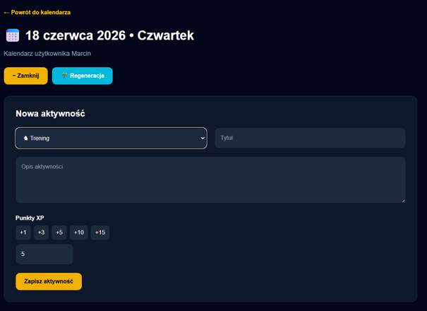 Widok aktywności